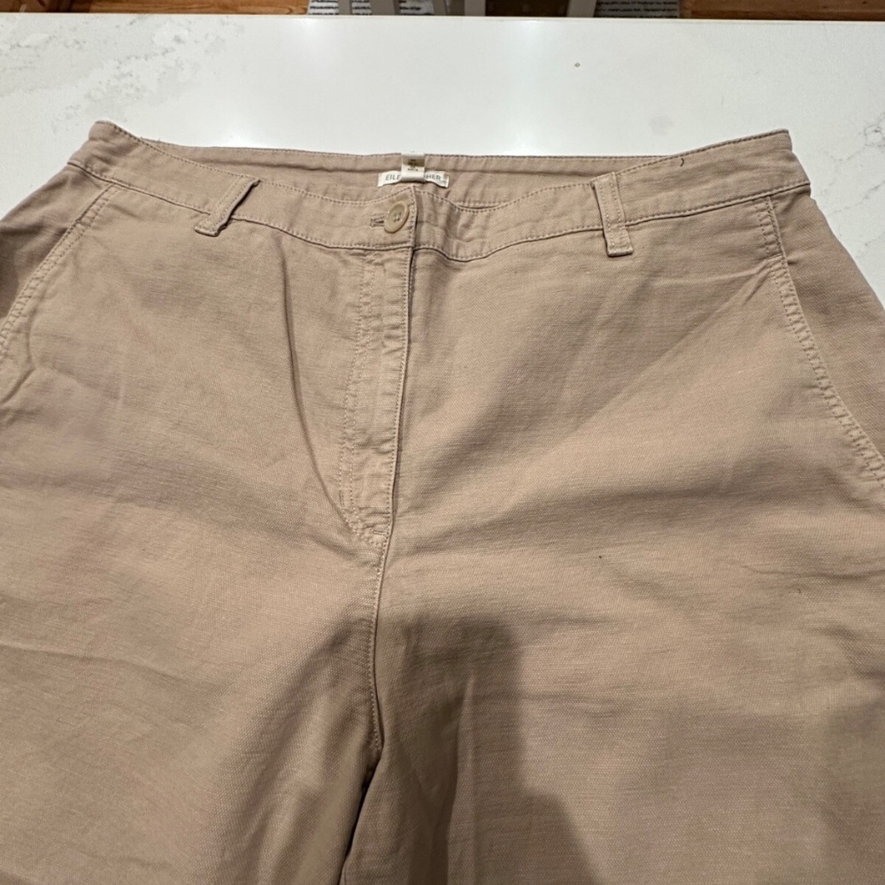 Eileen Fisher Organic Cotton Hemp Stretch Taper Ankle Pant Wheat 12/14